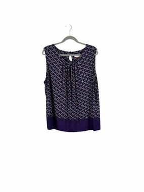 Calvin Klein Purple Geometric Sleeveless Blouse Plus Size 2X